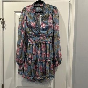 Floral Blue and Pink Mini Dress